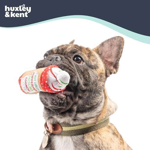 Huxley & Kent Funny Dog Toy w/Squeaker – Holiday Power Plush Squeaky Dog Toys for Small Dogs – Durable Small Stuffed Animal for Indoor Play & Fetch - Tiny Tuff Latte My Way