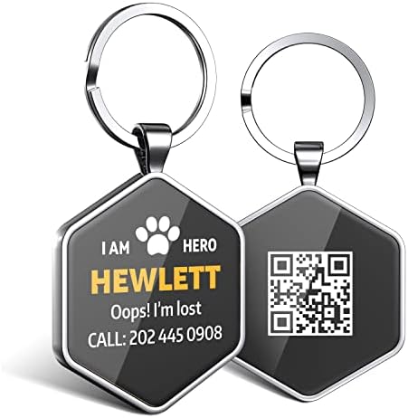 Dog Tags Personalized Pet ID Tags - QR Code Customize Dog Cat Tag - Pet Online Profile Display Pet Information