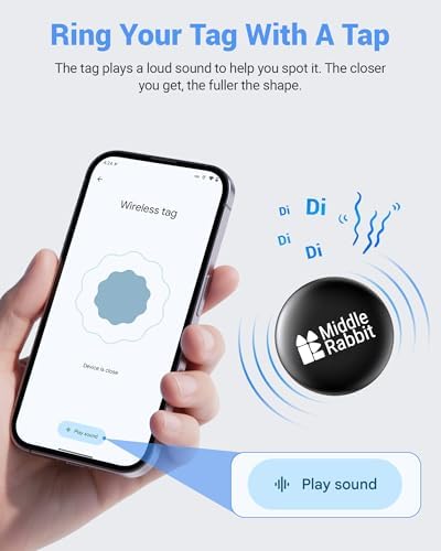 Middle Rabbit Cat GPS Tracker Tag for Android, No Subscription | Pet Tracker for Cats, Works with Google Find My Device | Lightweight Collar Tag Alternative to AirTag for Android Phones
