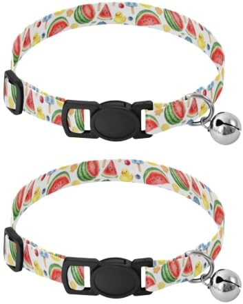 Colorful Ice Cream White Metal Bell Included Kitten Collars 2 Pack Collar for Cats