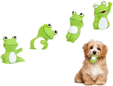 Volacopets 4 Cute Frog Puppy Squeak Toys Latex Float Water Pool Dog Toys Squeaky for Small Breed Soft Fetch Interactive Play pet Toys, Green