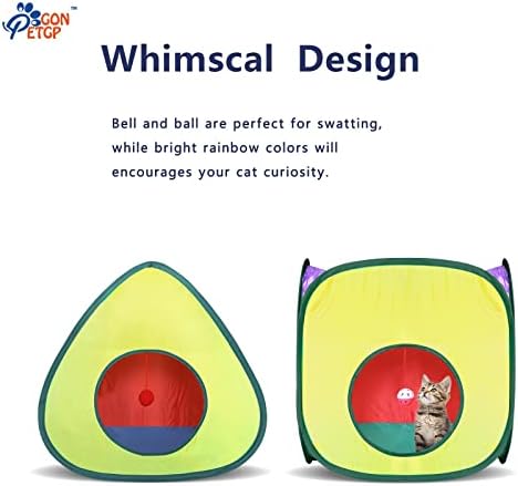 GONPETGP Cat Tunnel and Cubes Combo, Indoor Cat Tunnels with Play Ball, Interactive Crinkle Collapsible Tent and Cubes, All in One Set of 3