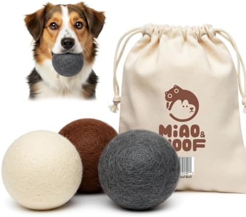 Wool Dog Balls (3 PCS) Soft & Chew-Resistant for Dogs Puppies