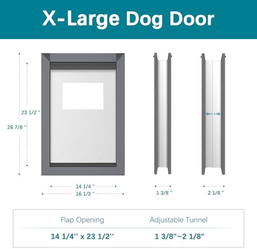 HARDLIGHT Aluminum Extra Large Dog Door for Door, Easy Installation