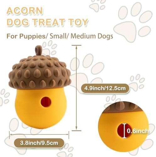 Acorn Dog Puzzle Toy for Medium Small Dogs, Treat Dispensing Dog Toys for Moderate Chewers, Puppy Teething Toys to Keep Them Busy, Interactive Pet Toys for Dogs, Dogs Gifts