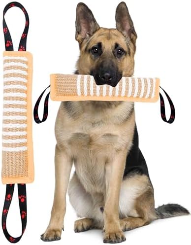 Clysoru Dog Tug Toy Tough Jute Bite Pillow Lasting Training Equipment Puppy to Large Dogs Interactive for Large and Small (Brown Footprint)