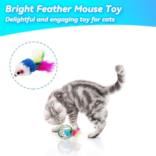 Cat Toys 6 Packs Cat Ball Toys for Indoor Cats and Kittens, Metal Cage Balls with Mice & Bells, Interactive Cat Toys Bell Balls, Mouse Toys, Kitten Toys Promote Physical Exercise