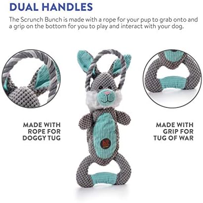 Charming Pet Scrunch Bunch Bunny Interactive Plush Squeaky Dog Tug Toy