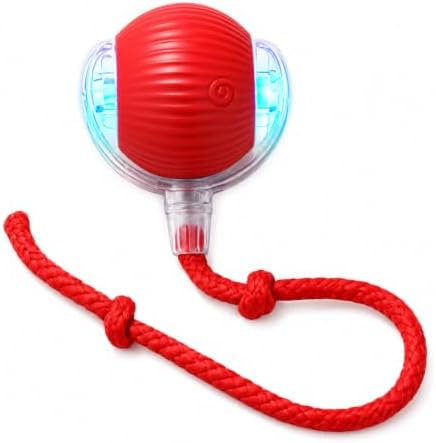 Interactive Cat Ball Toy with String, Red, Bouncing Teaser Wand