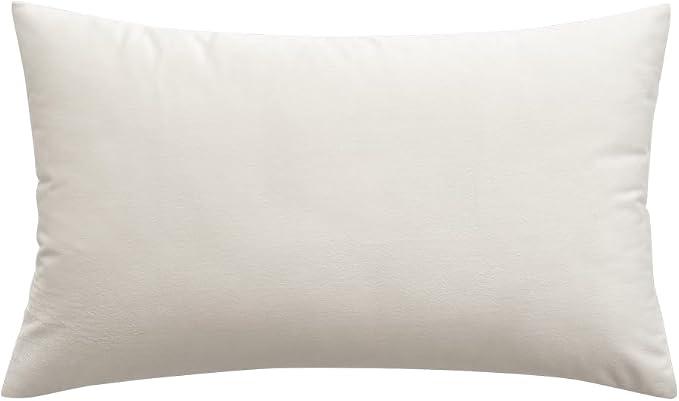 MIULEE 12x20 Inch Lumbar Velvet Throw Pillow Cover Set of 1 Cream White | Soft Luxury Decorative Throw Pillow Cover, Single Rectangle Cushion Case, Home Decor for Chair Couch Sofa Bedroom Car Bed