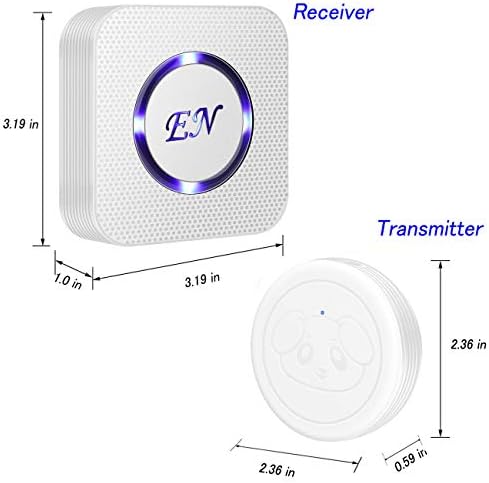 Dog Door Bell Wireless Doggie Doorbells for Potty Training with Waterproof Touch Button Dog Bells Included 1 Receiver and 3 Transmitters (White)
