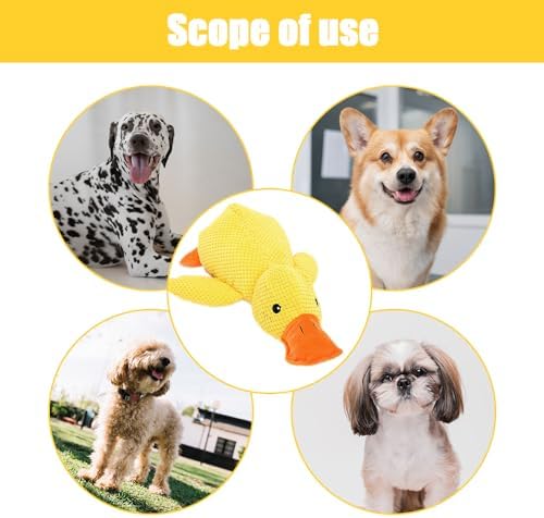 Mellow Calming Duck Dog Toy, Upgraded Calming Duck Toy for Dogs, Interactive Toy with Quack Sound, Soft Plush Stuffed Calming Duck Pillow, Durable Stuffed Dog Puppy Toys for Puppy Keep Busy (B)