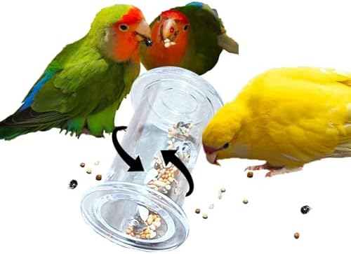 Bird Foraging Toys, Interactive Parrot Puzzle Feeder for Mental Enrichment, Clear Acrylic Treat Dispenser Wheel for Small to Medium Birds, Cockatiel, Conure, Parakeet, Budgie (1 Pack)