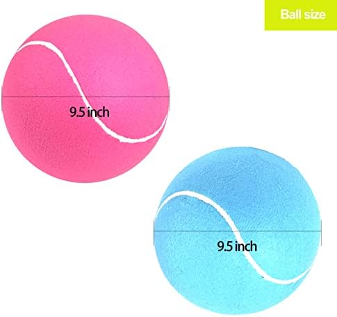 Giant Tennis Ball for Dogs of 2 Pack - 9.5 inch Pink and Blue Large Dog Toy Inflatable Multipurpose Jumbo Tennis Ball Toys for Kids Interactive Play Outside Inside Training
