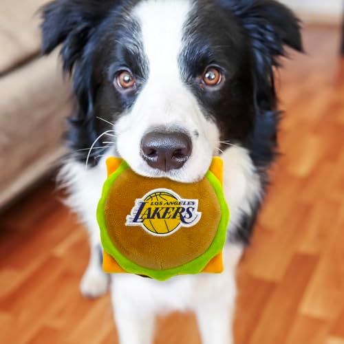 Pets First NBA Los Angeles Lakers Cheese Burger Plush Dog & CAT Squeak Toy - Cutest Stadium HAMBERGER Snack Plush Toy for Dogs & Cats with Inner Squeaker