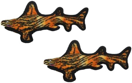TUFFY® : 2 Pack Tiger Shark Dog Toy: Ultra Durable Plush Toy with Multiple Layers & Reinforced Seams, Washable and Floats, Original Construction