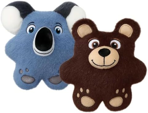 KONG Snuzzles Dog Toy, Plush Squeaker, Crinkle Sounds, Soft Durable Indoor Play (Bear/Koala Combo, Medium)
