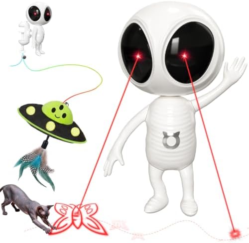 ORSDA Laser Cat Toys for Indoor Cats, 2 in 1 Interactive Automatic Dual Laser & Catnip UFO Dangler for Kitten Toys, Truly Random Trajectory Radar Motion-Activated, Rechargeable 4 Modes, Clamp Design