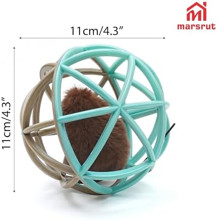 Squeaky Mouse Ball Cat Toy with Simulated Sound, 4.3in Mouse Ball Cage, Squeky Balls for Cats to Play With Indoor, Interactive Plastic Squeak Funny Toys Best for Playing Chasing Chewing Training