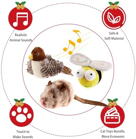 Gigwi 3 Pack Automatic Cat Toys, Interactive Squeaky Toys for Cats Inddoor