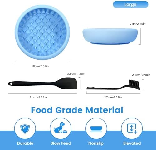 Dog Lick Bowl,Freezeable Anxiety Relief Non-Slip Silicone Treat Bowl,Durable Anti-Choking Long-Lasting Enrichment Slow Feeder Licking Mat for Mediuml Large Breed, BPA Free Silicone Dishwasher Safe
