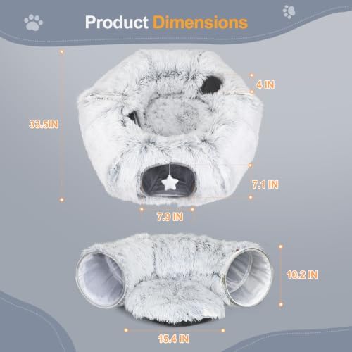 Cat Tunnel Bed for Indoor Cats, Zipper-Style Warm Soft Cat Donut Tunnel Toy