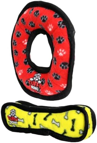TUFFY® : 2 Pack Ring Bone Dog Toy: Ultra Durable Plush Toy with Multiple Layers & Reinforced Seams, Washable and Floats, Original Construction