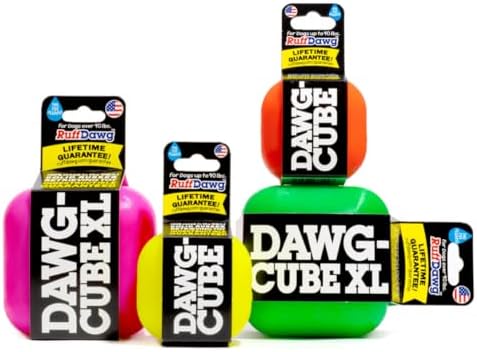 Ruff Dawg Cube Medium 2.5 Indestructible Dog Toy - 1 PC Color Varies – Heavy-Duty Rubber Fetch & Chew Toy for Aggressive Chewers – Erratic Bounce, Floats Made in USA
