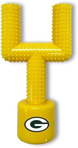 NFL Green Bay Packers Mega-Chew Hard Nylon Bacon-Flavored Dog Bone Football Goal Post Chew Toy. Interactive Tasty Fun Chew Toy. Indestructible Strong & Durable Pet Chew Toy. Extra Tough Toy