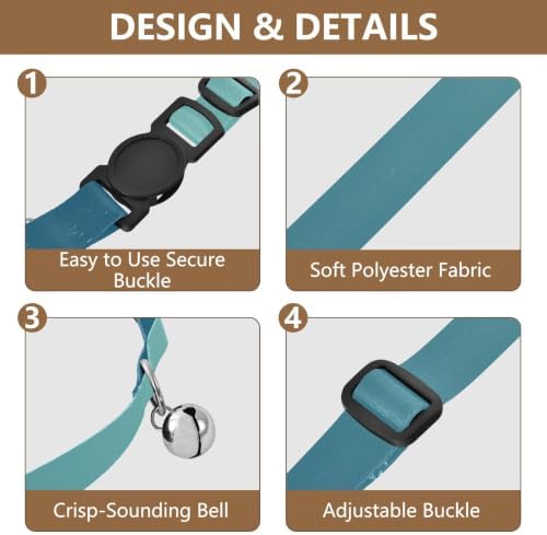 Blue Gradient Comfortable Cat Collar, 2 Pack Breakaway Cat Collars with Bell