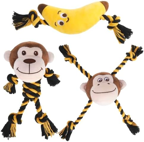 PUPTECK Monkey Dog Squeaky Chew Toys 3 Pack