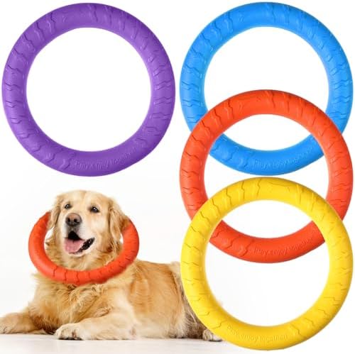 4 Pack 7.48 Inch Dog Ring Toy for Large Medium Dog Training, Multicolored