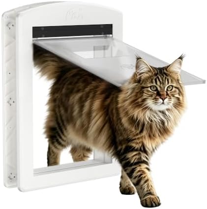 Large Cat Door with Sliding Lock Panel and Magnetic Flap