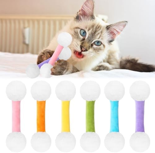 CiyvoLyeen Plush Cotton Swab Catnip Toys for Indoor Cats 6 Pack