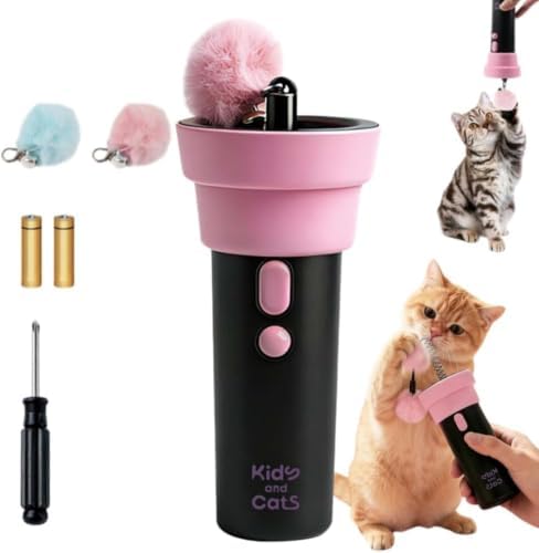 Kids and Cats Automatic Electric Cat Ball Toy Launcher Black and Pink