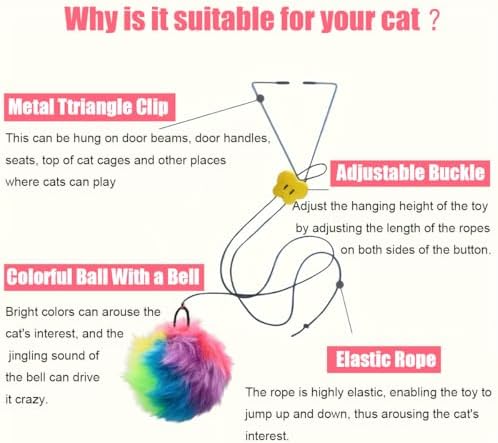 Interactive Cat Toys, Independent Play Hanging Door Cat Toys for Indoor Cats Kitten Exercise Toy for Bored Cats