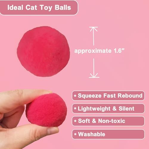 Soft Pom Pom Cat Toys - Plush Interactive Balls for Kittens & Indoor Cats, DIY Craft Decorations - Multi-Purpose Play, Training & Sensory Enrichment (1.6inches 25pcs)
