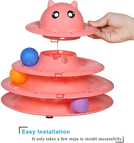 UPSKY Cat Toy Roller 3-Level Turntable Cat Toys with Six Colorful Balls | Puzzle Kitten Toys, Sturdy Structure, Detachable Design, Easy to Assemble, Anti-Slip, Reduces Boredom for Indoor Cats