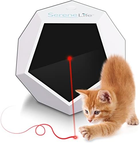 SereneLife Automatic Cat Light Toy - Rotating Moving Electronic Red Dot LED Pointer Pen W/ Auto Wireless Control - Remote Light Beam Teaser Machine for Interactive & Smart Sensory