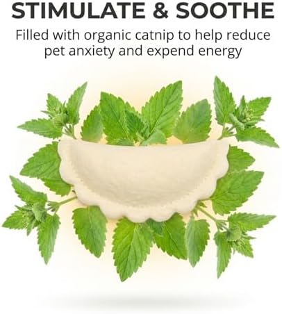 Glaciart One Wool Dumpling Cat Toys with Catnip | Interaction & Boredom Relief, Encourages to Exercise, Explore & Play | Filled w/Organic Herbs to Help Sooth or Reduce Anxiety