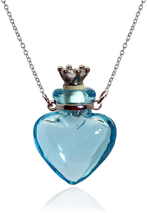 1PC 1PC Colorful Heart Vial Perfume Bottle Necklaces Stainless Steel Chain Make a Wish Aroma Essential Oil Diffuser Pendant necklace Women Jewelry