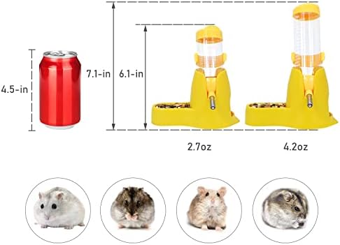 Wontee 3 in 1 Hamster Water Bottle with Food Bowl Hideout Base 125ML Yellow