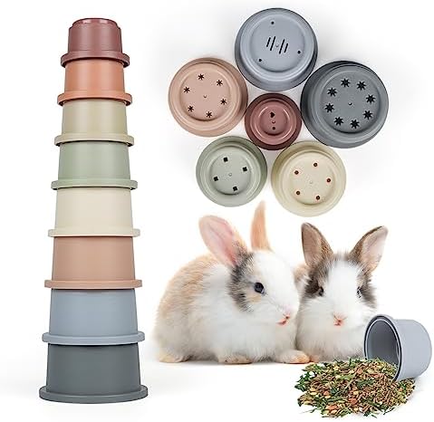 Stacking Cups for Rabbits, 8PCS Stackable Bunny Toys for Small Pets