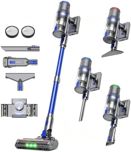 Cordless Vacuum Cleaner, 350AW/70Min Vacuum Cleaners for Home, Stick Vacuum | Auto Mode, Wall Mount Charging, LED Touchscreen, Anti-Tangle Brush, Self-Standing Vacumm Cleaner for Pet Hair/Carpets/Floors