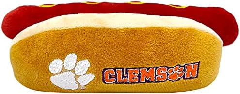 NCAA Clemson Tigers HOT Dog Plush Dog & CAT Squeak Toy- Cutest HOT-Dog Snack Plush Toy for Dogs & Cats with Inner Squeaker & Beautiful Football/Basketball Team Name/Logo