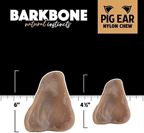 Pet Qwerks Pigs Ear BarkBone - Nylon Dog Bone for Aggressive Chewers - Bacon Flavor - 4.5"