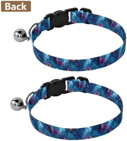 2 Pack Puppy Collar Glowing Jellyfish Bell Collar for Small Dogs, Adjustable Length 10.6" to 17.1"