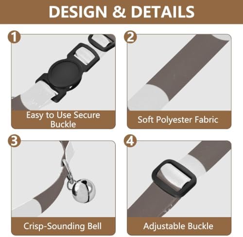 White Polka Dots Brown Comfortable Cat Collar, 2 Pack Cat Collar Breakaway with Bell