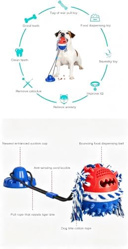 Interactive Dog Toys Mental Stimulation Flirt Poltug of War for Games, Teething Treats & Puzzle Food Dispensing Ball Cognitive Pull Pitbull Toy Keep Them Busy Ropes