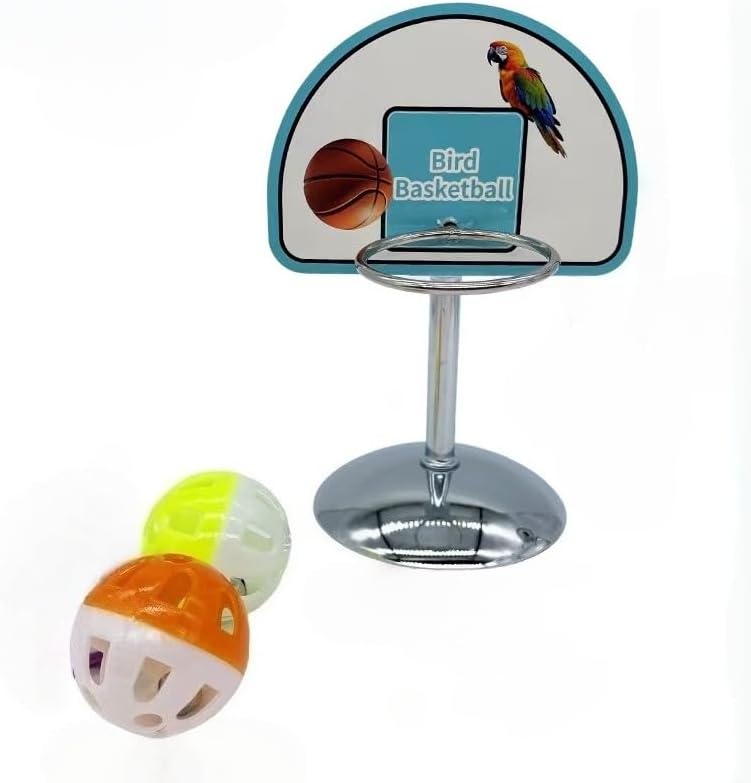 Fosrion Parrot Basketball Hoop Toy Set - Training Hoop with 2 Bird Balls Parrots (Small)